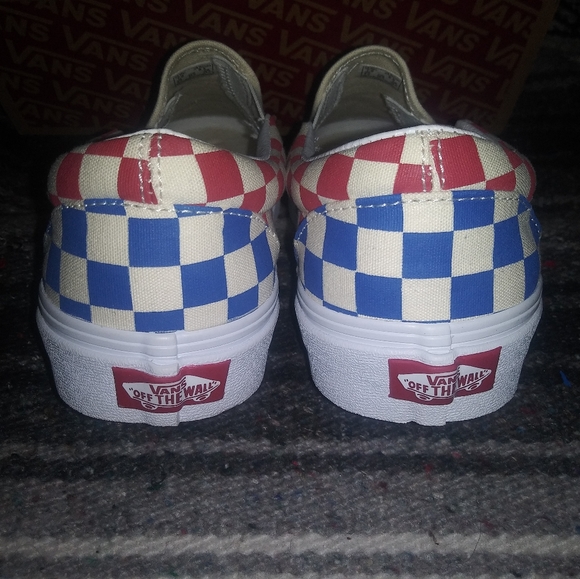 1 LEFT🆕Vans | Classic Slip-On Checkerboard Shoes Multi Color -Red Blue & Orange - Picture 9 of 12